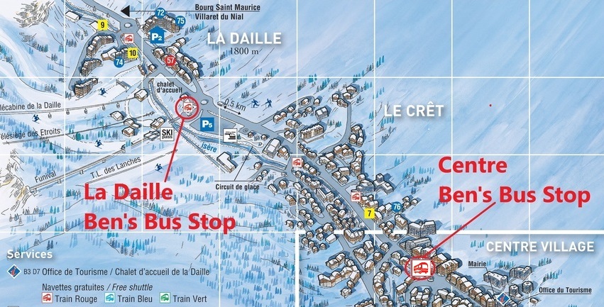 Val d'Isere Bens Bus Stops