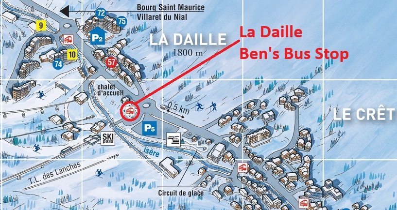 Val d'Isere La Daille Bens Bus Airport Transfer Stop